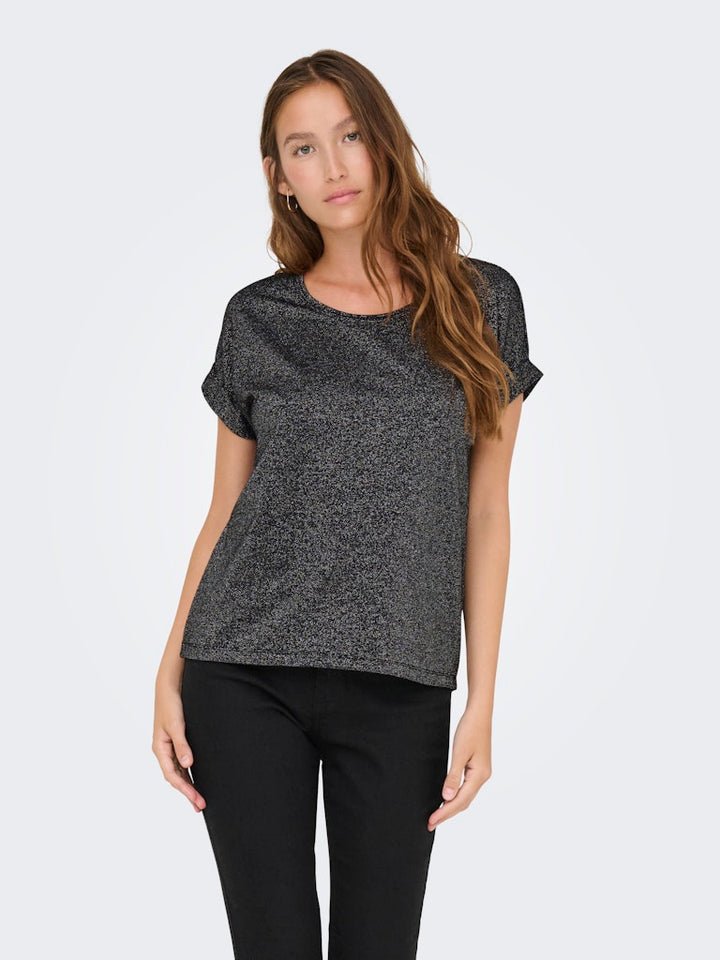 Onlmoster Glitter S/s Top Jrs - Zwart