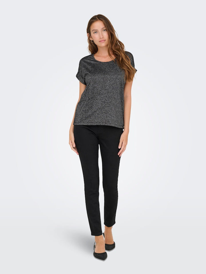 Onlmoster Glitter S/s Top Jrs - Zwart