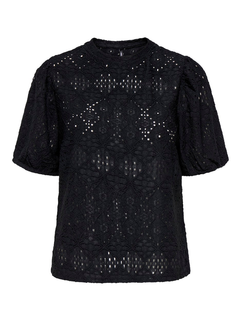 Onlluz S/s Puff Sleeve Top Jrs - Zwart