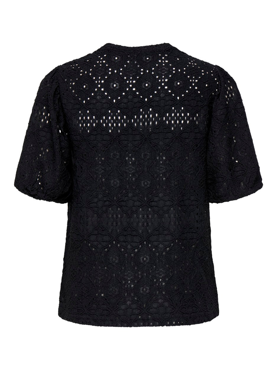 Onlluz S/s Puff Sleeve Top Jrs - Zwart