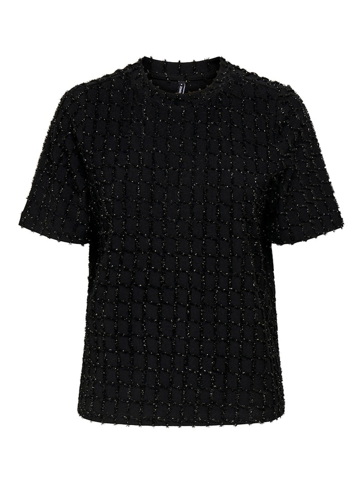 Onlines Life 2/4 O-neck Glitter Top Jrs - Zwart