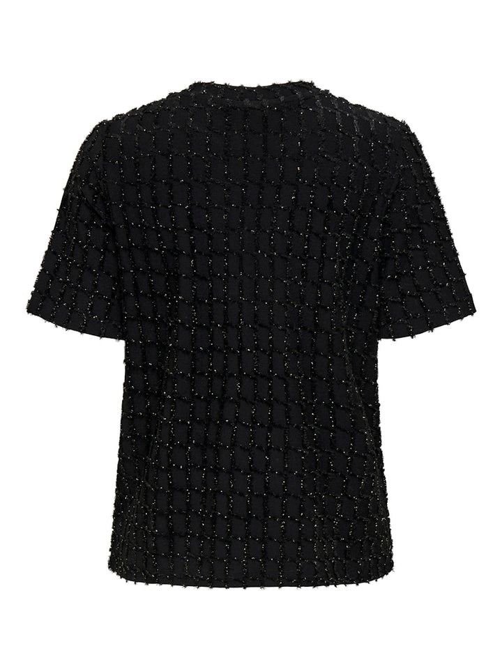 Onlines Life 2/4 O-neck Glitter Top Jrs - Zwart