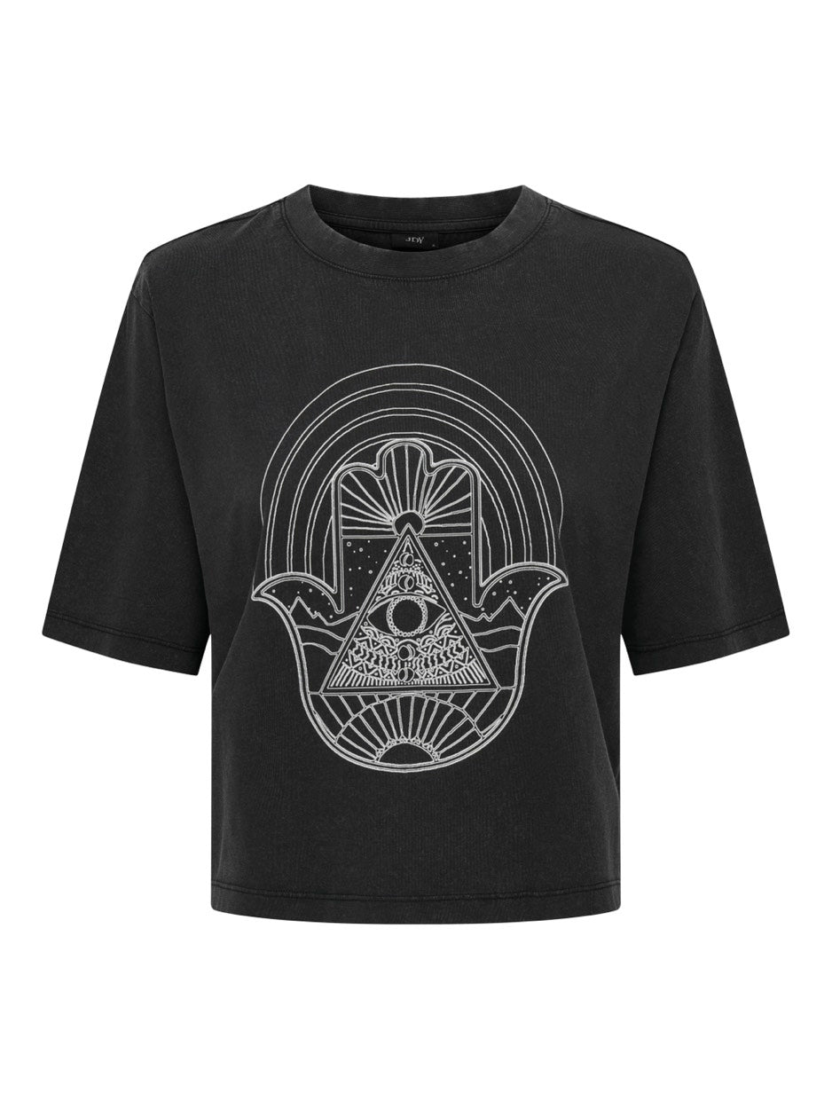 Jdycarla S/s Washed Print Top Jrs - Antraciet