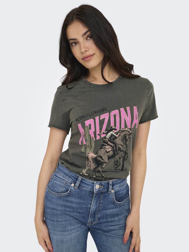 Onllucy Life Reg S/s Top Jrs Noos - Antraciet