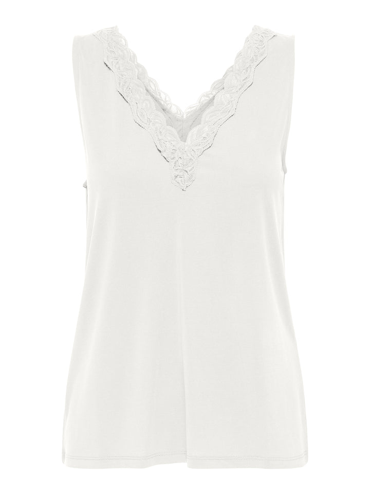Onlfree Life S/l V-neck Lace Mix Top Jrs - Off-white