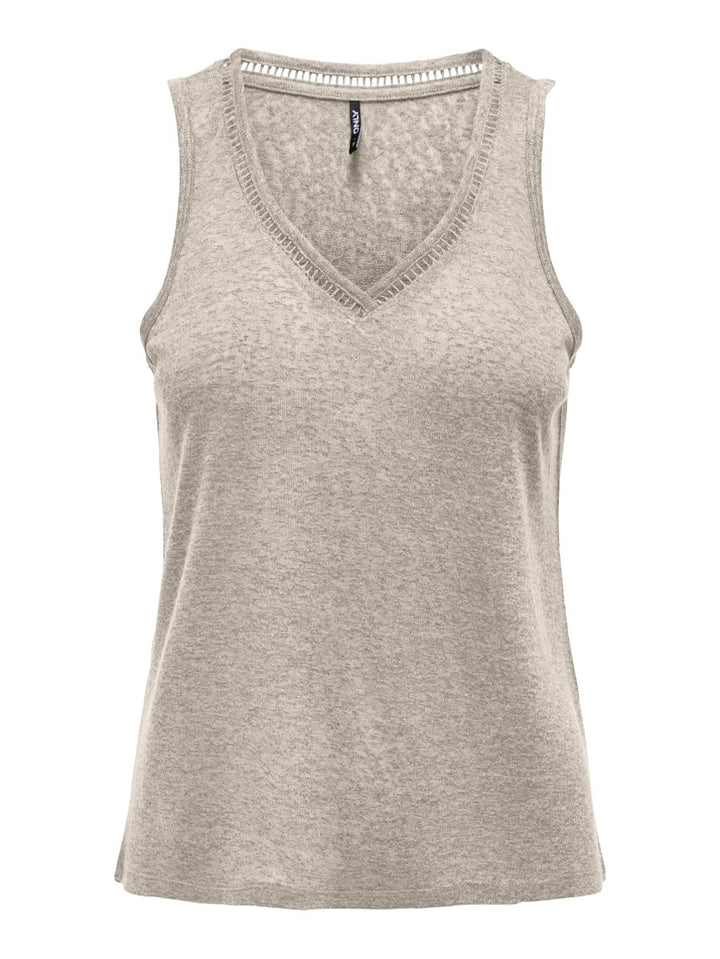 Onlpenny S/l V-neck Top Jrs Noos - Zand