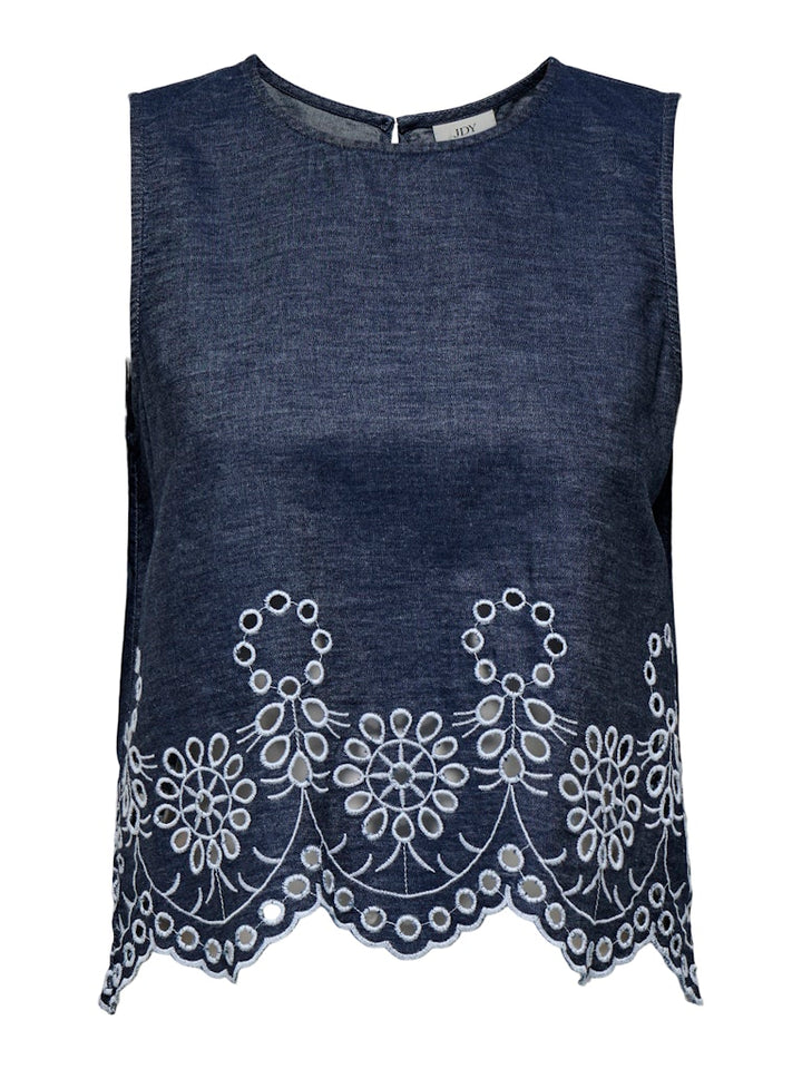 Jdymargot S/l Embroidery Top Wvn - Blue Denim