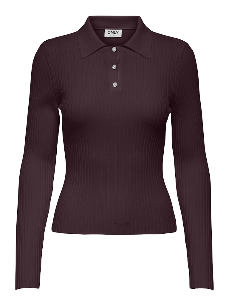 Onlelisa L/s Rib Polo Rp Knt - Bordeaux