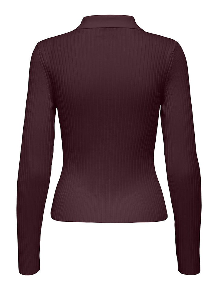 Onlelisa L/s Rib Polo Rp Knt - Bordeaux