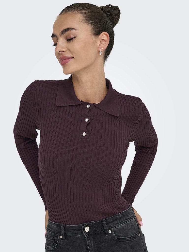 Onlelisa L/s Rib Polo Rp Knt - Bordeaux