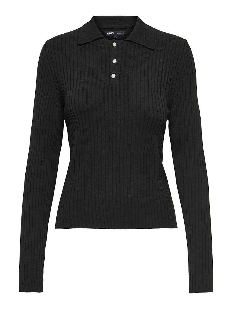 Onlelisa L/s Rib Polo Rp Knt - Zwart