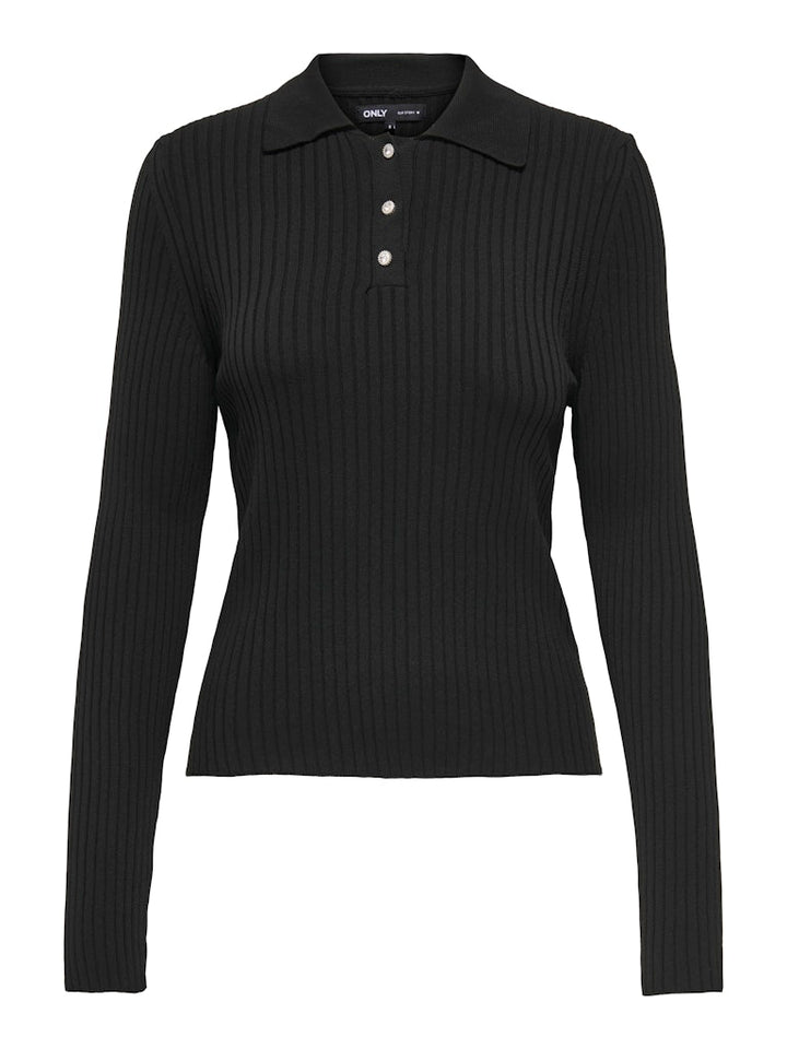 Onlelisa L/s Rib Polo Rp Knt - Zwart