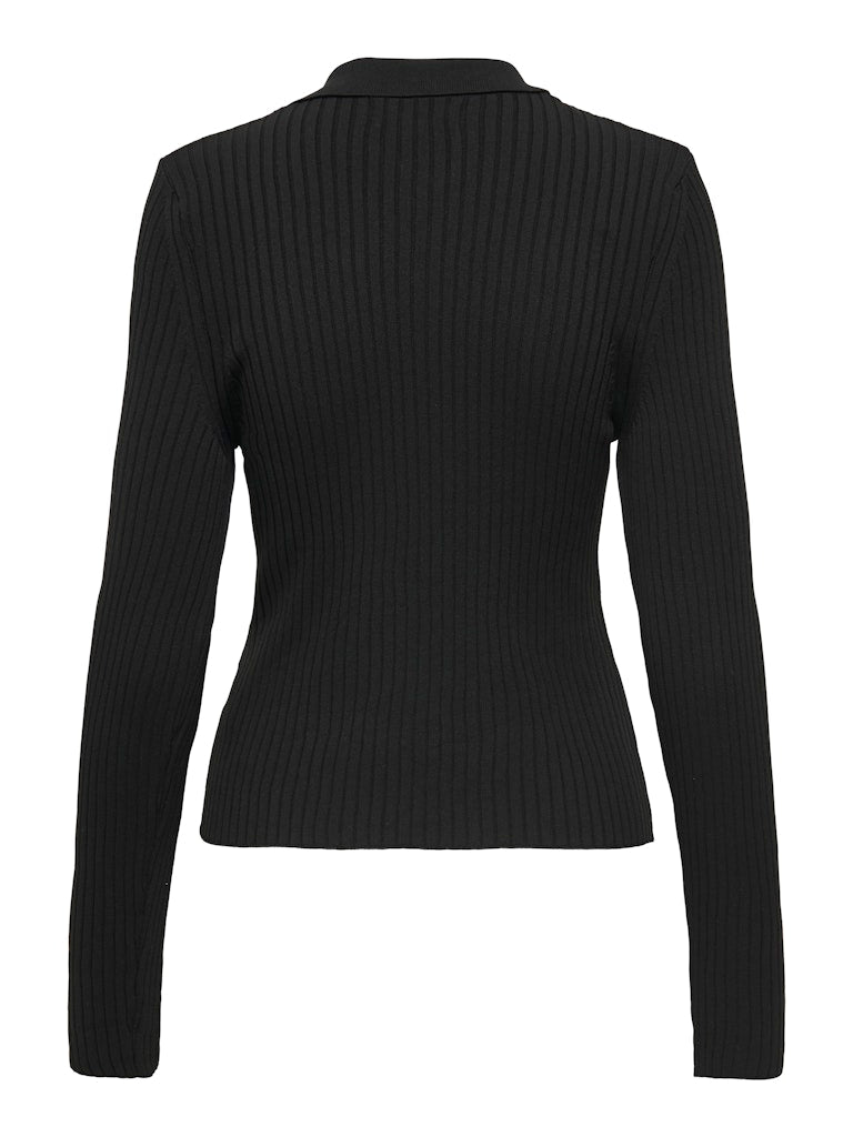 Onlelisa L/s Rib Polo Rp Knt - Zwart