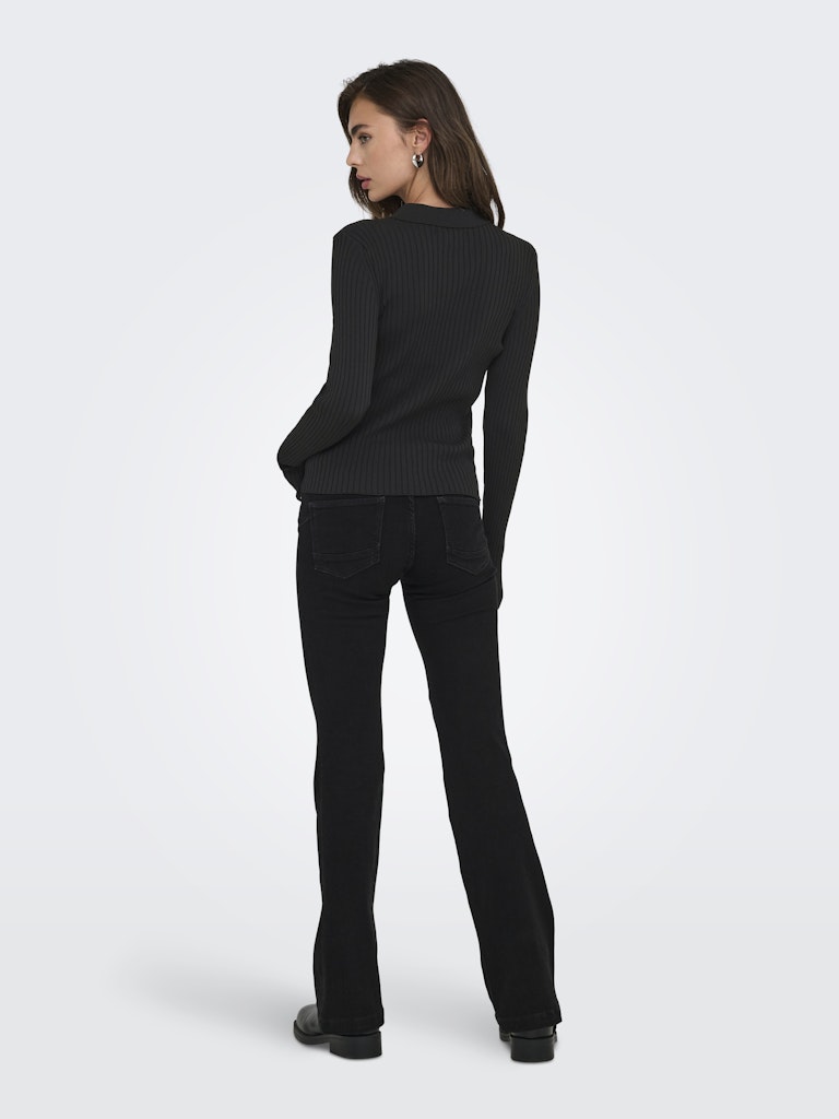 Onlelisa L/s Rib Polo Rp Knt - Zwart