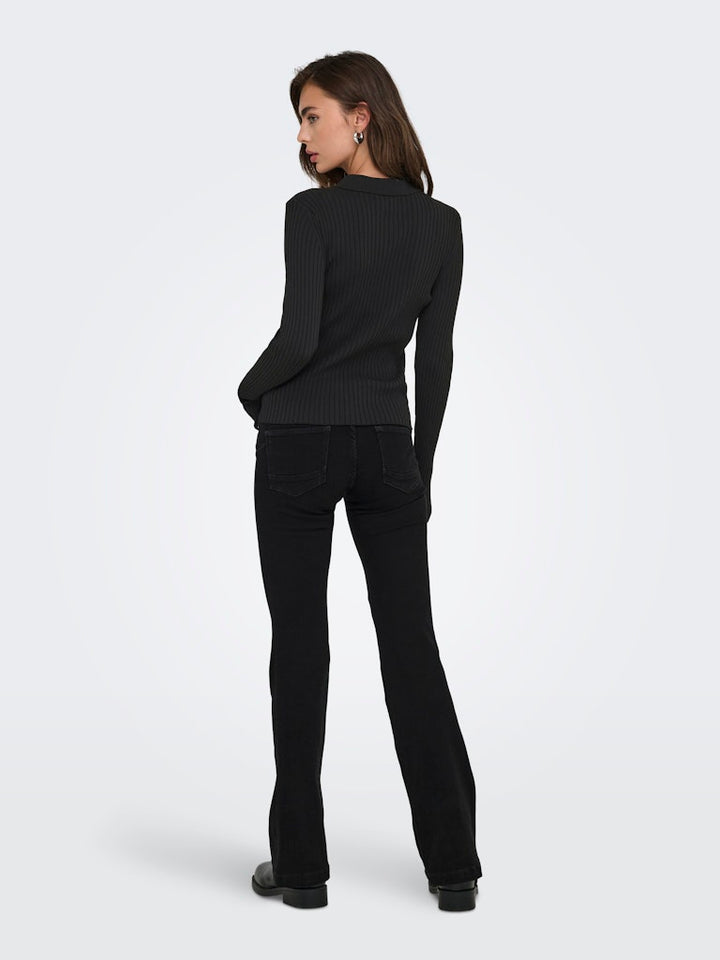 Onlelisa L/s Rib Polo Rp Knt - Zwart