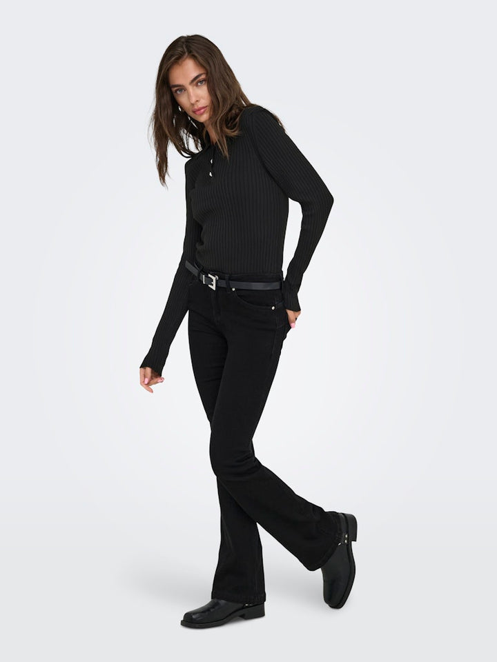 Onlelisa L/s Rib Polo Rp Knt - Zwart