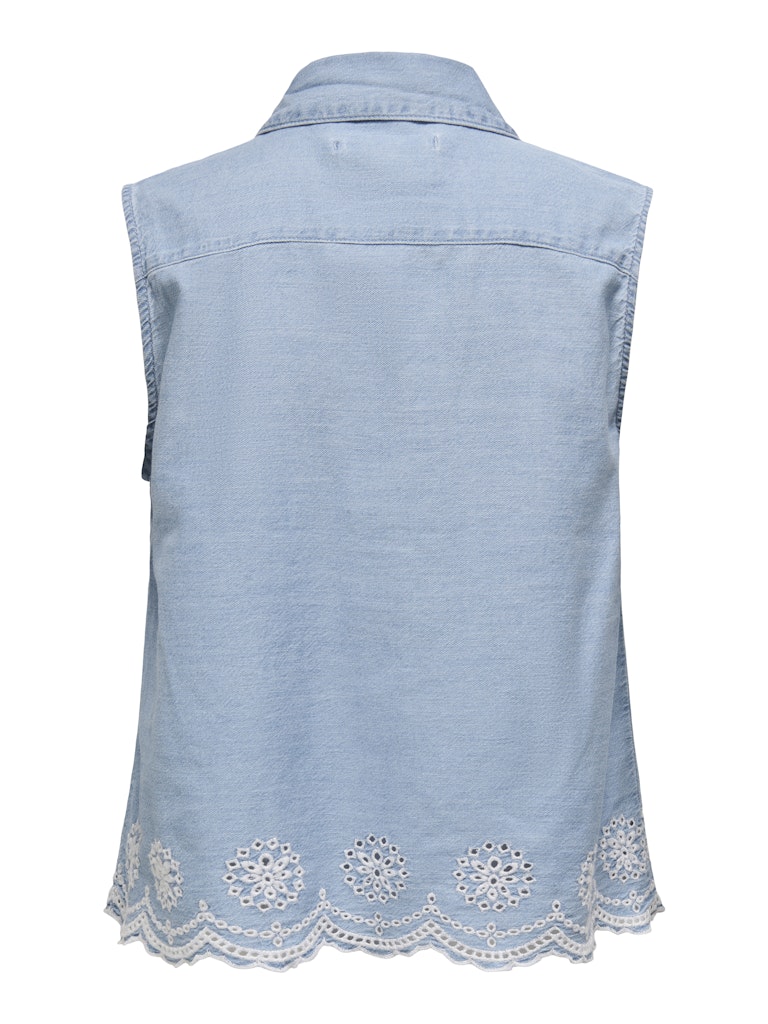 Onlmoon S/l Brod Anglaise Dnm Shirt Qyt - Blue Denim