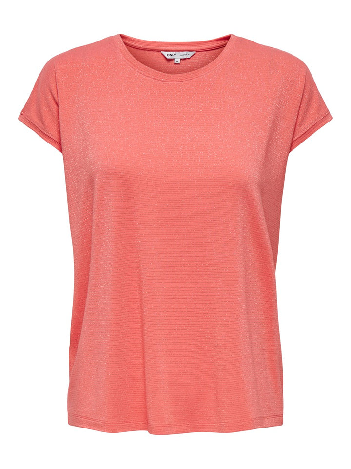 Onlclaudia S/s Glitter Stripe Top J - Oranje Dessin