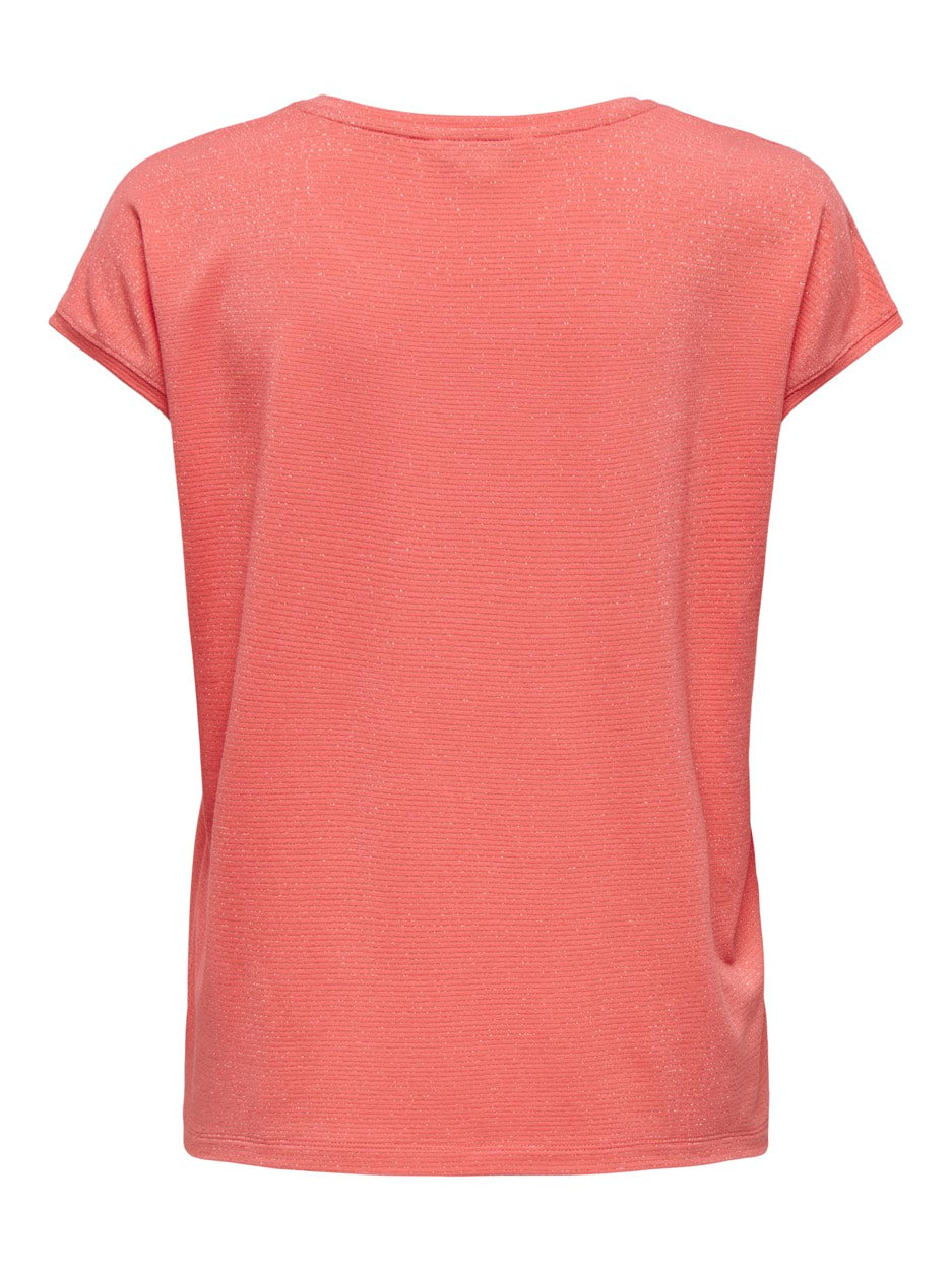 Onlclaudia S/s Glitter Stripe Top J - Oranje Dessin
