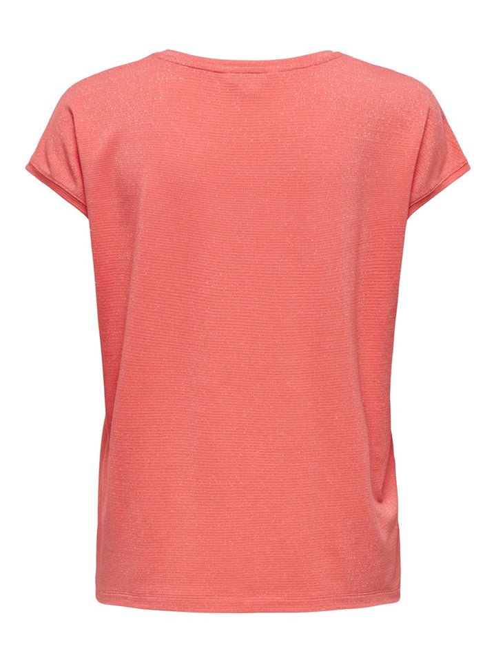 Onlclaudia S/s Glitter Stripe Top J - Oranje Dessin