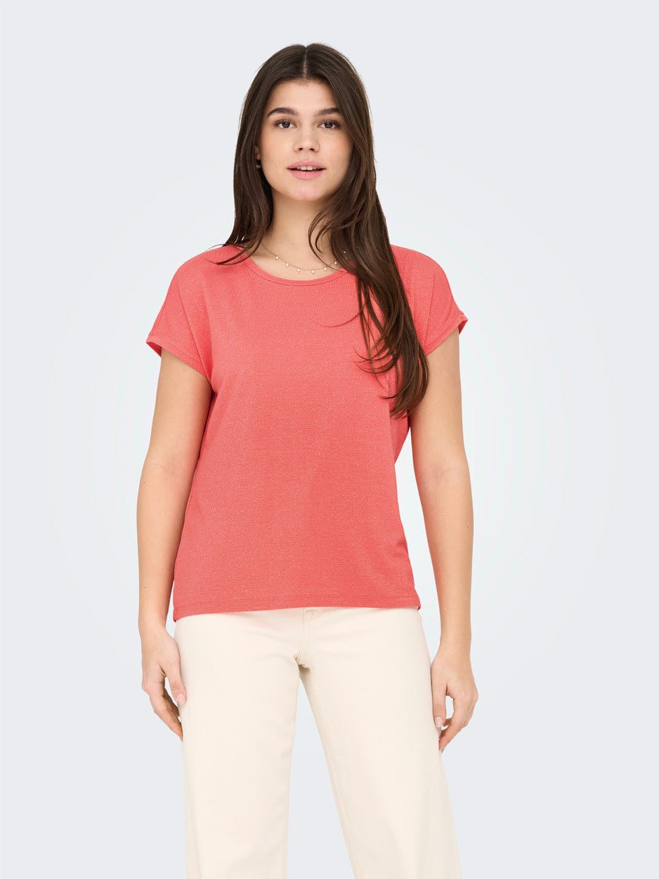 Onlclaudia S/s Glitter Stripe Top J - Oranje Dessin