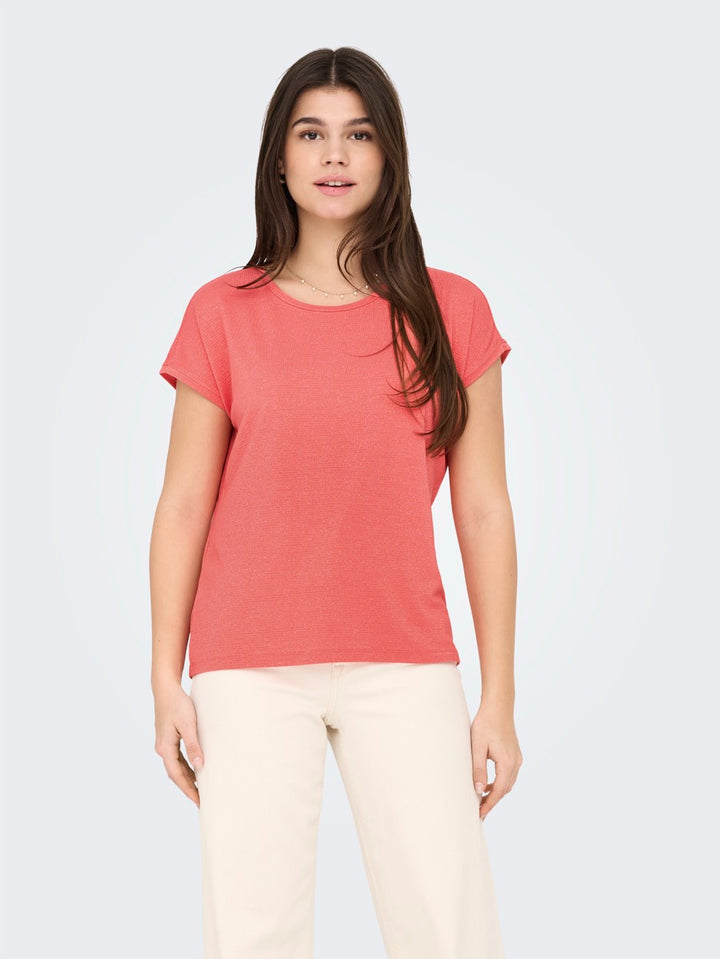 Onlclaudia S/s Glitter Stripe Top J - Oranje Dessin