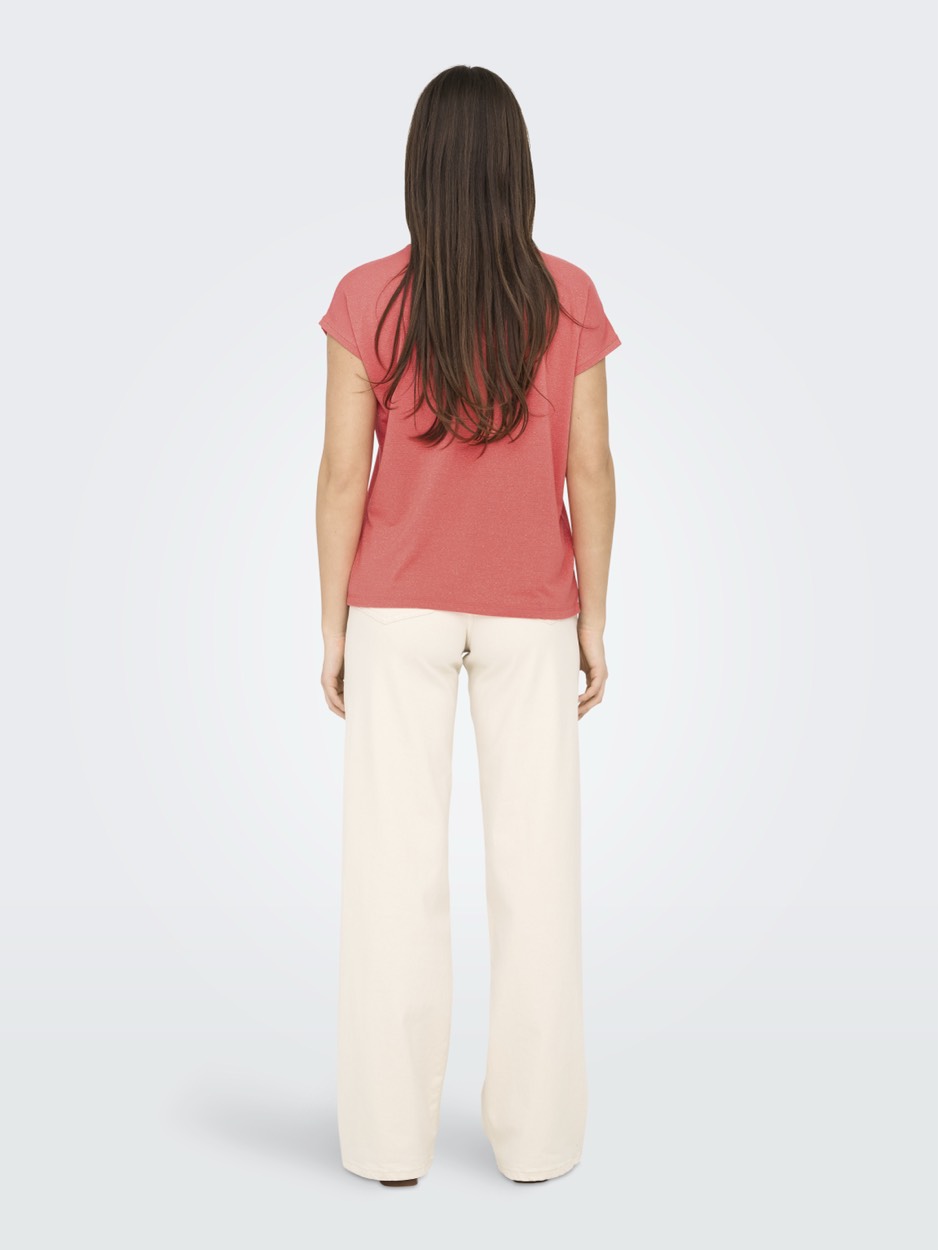 Onlclaudia S/s Glitter Stripe Top J - Oranje Dessin