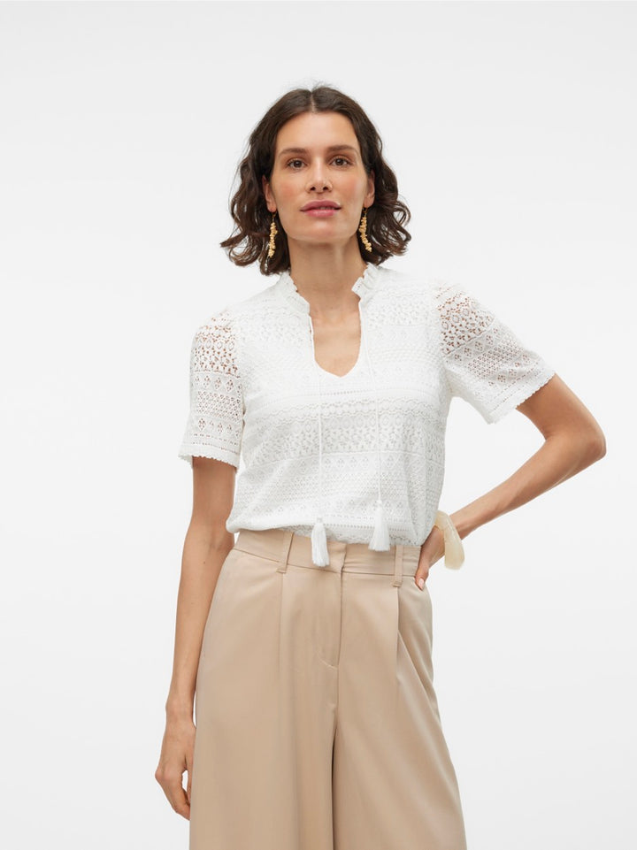 Vmhoney Lace Ss Tassel Top - Wit