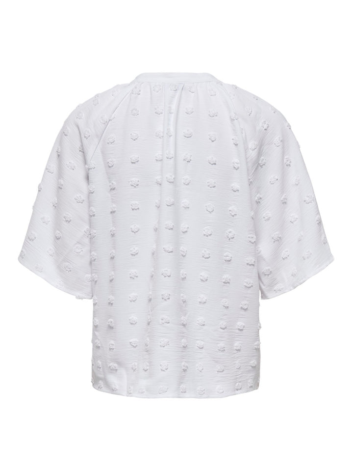 Onlivana Life 34 Dobby V-neck Top Wvn Cs - Wit