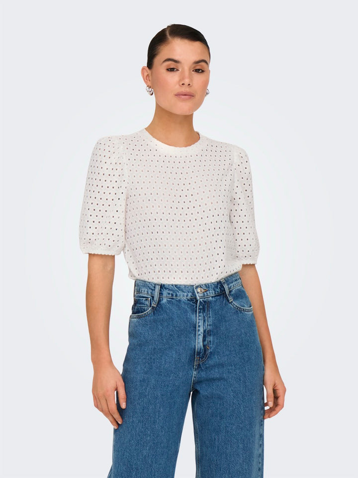 Onlelisa S/s O-neck Top Box Jrs - Off-white