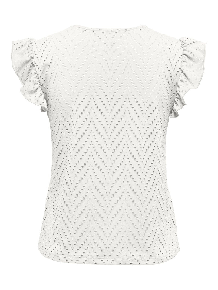 Onlsmilla S/l V-neck Frill Top Jrs - Off-white