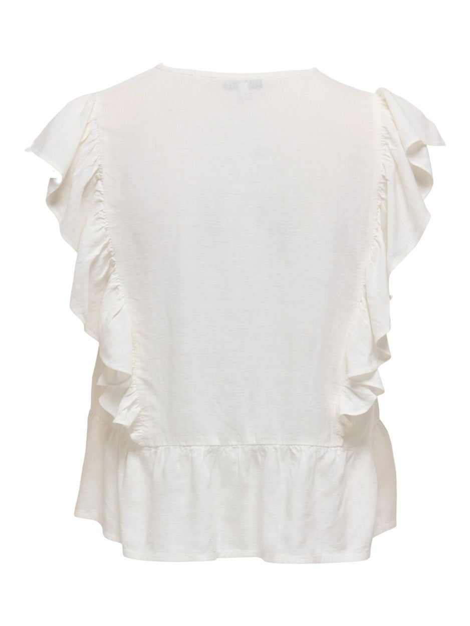 Onlrian Flonce S/s Top Wvn - Off-white