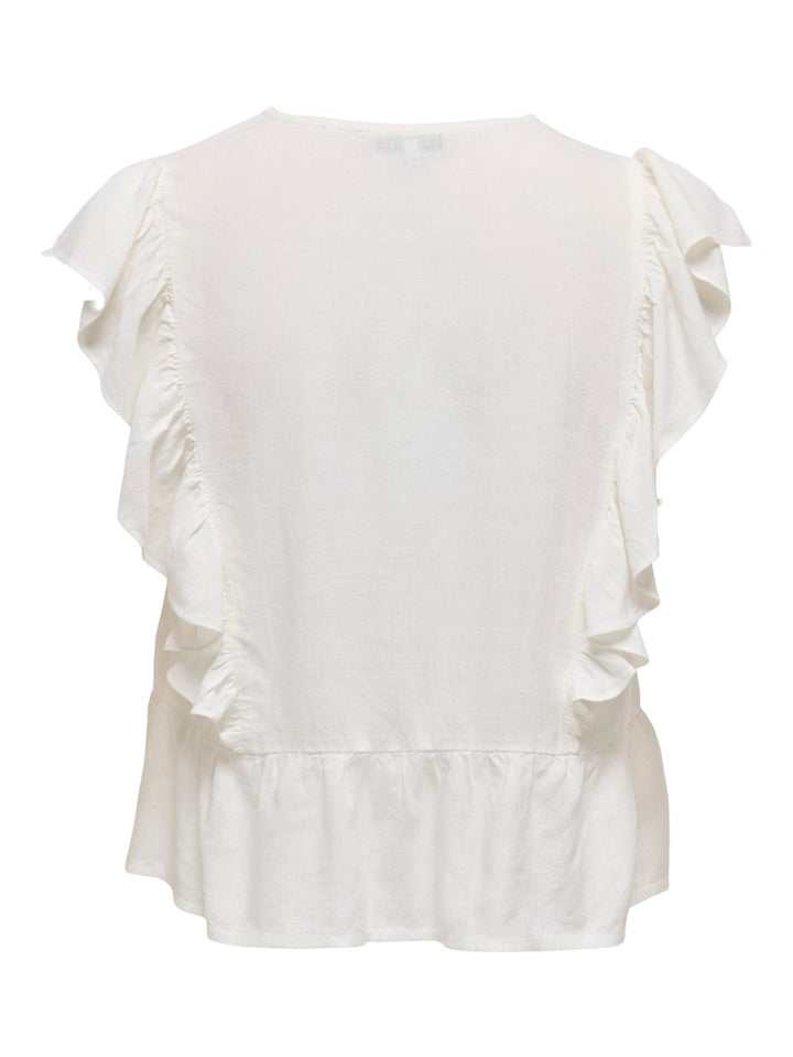 Onlrian Flonce S/s Top Wvn - Off-white