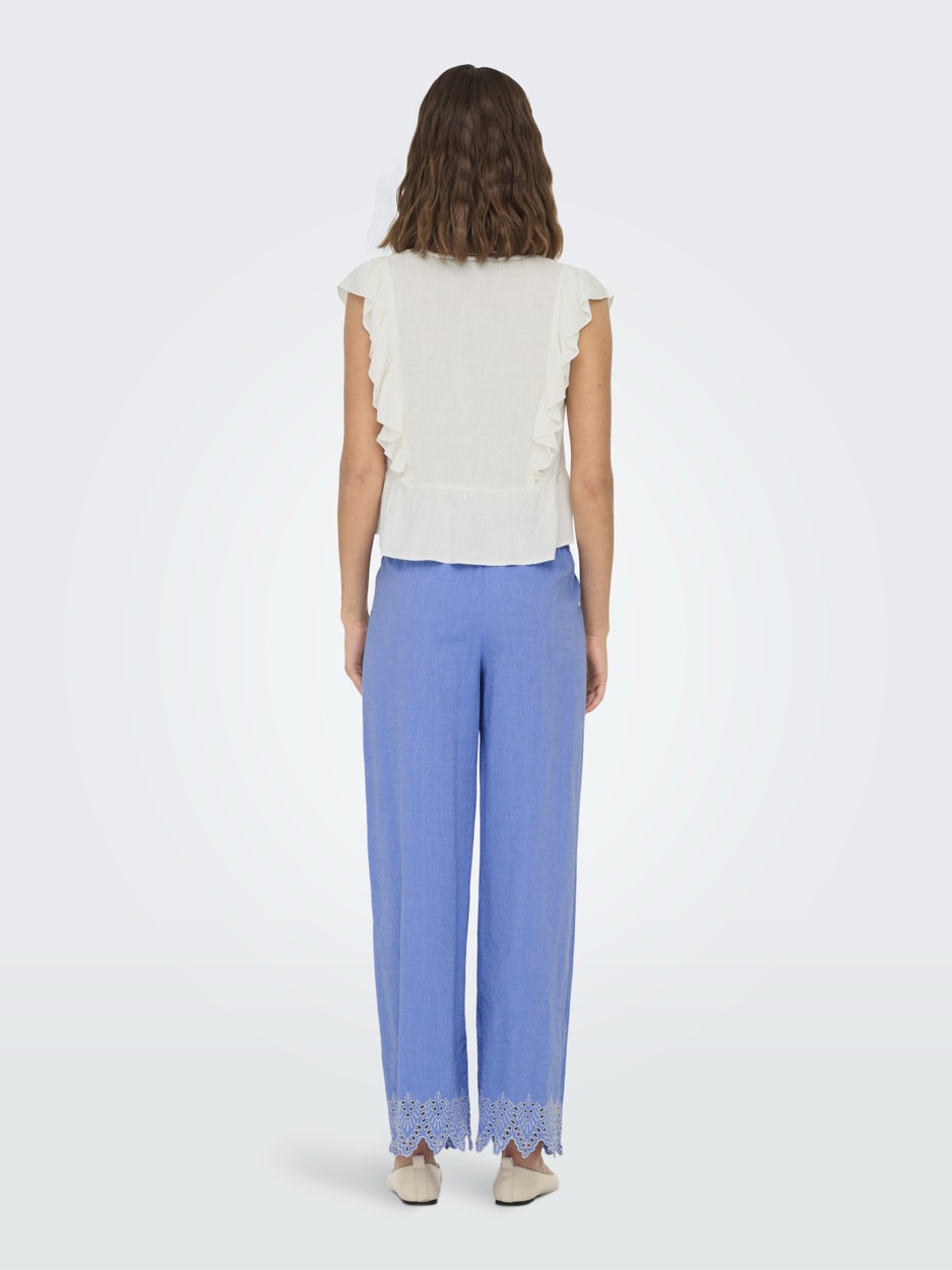 Onlrian Flonce S/s Top Wvn - Off-white