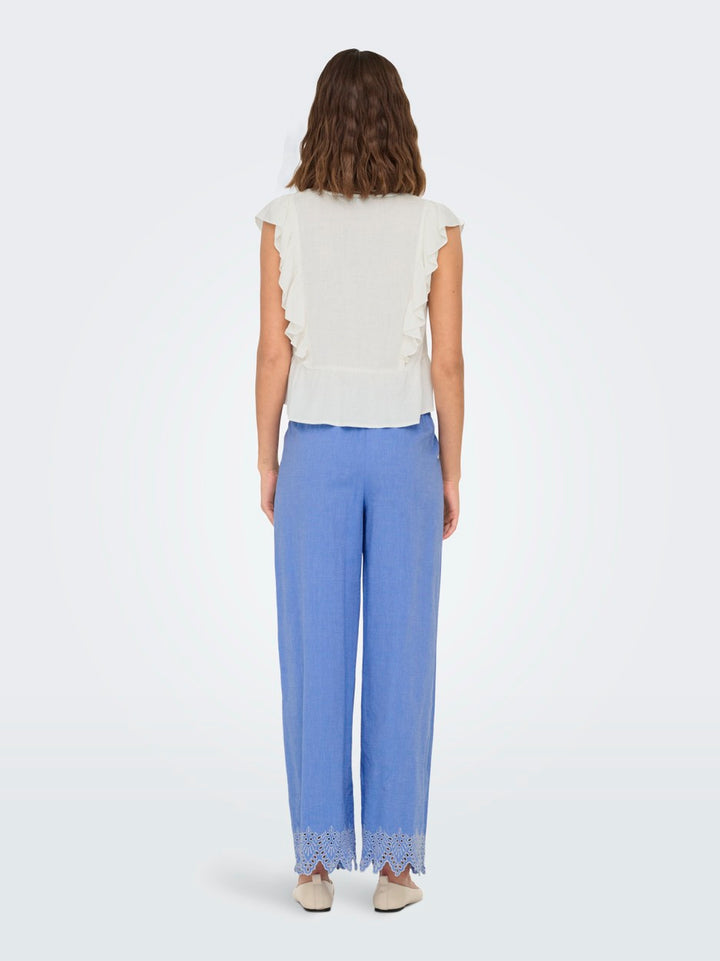 Onlrian Flonce S/s Top Wvn - Off-white