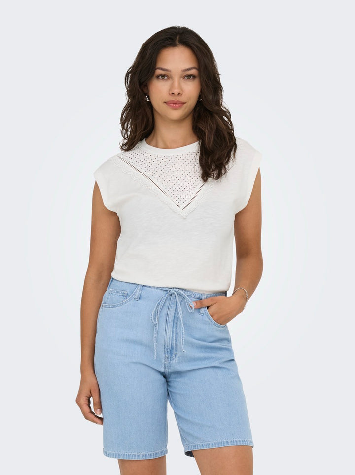 Onldelia S/l O-neck Mix Top Box Jrs - Off-white