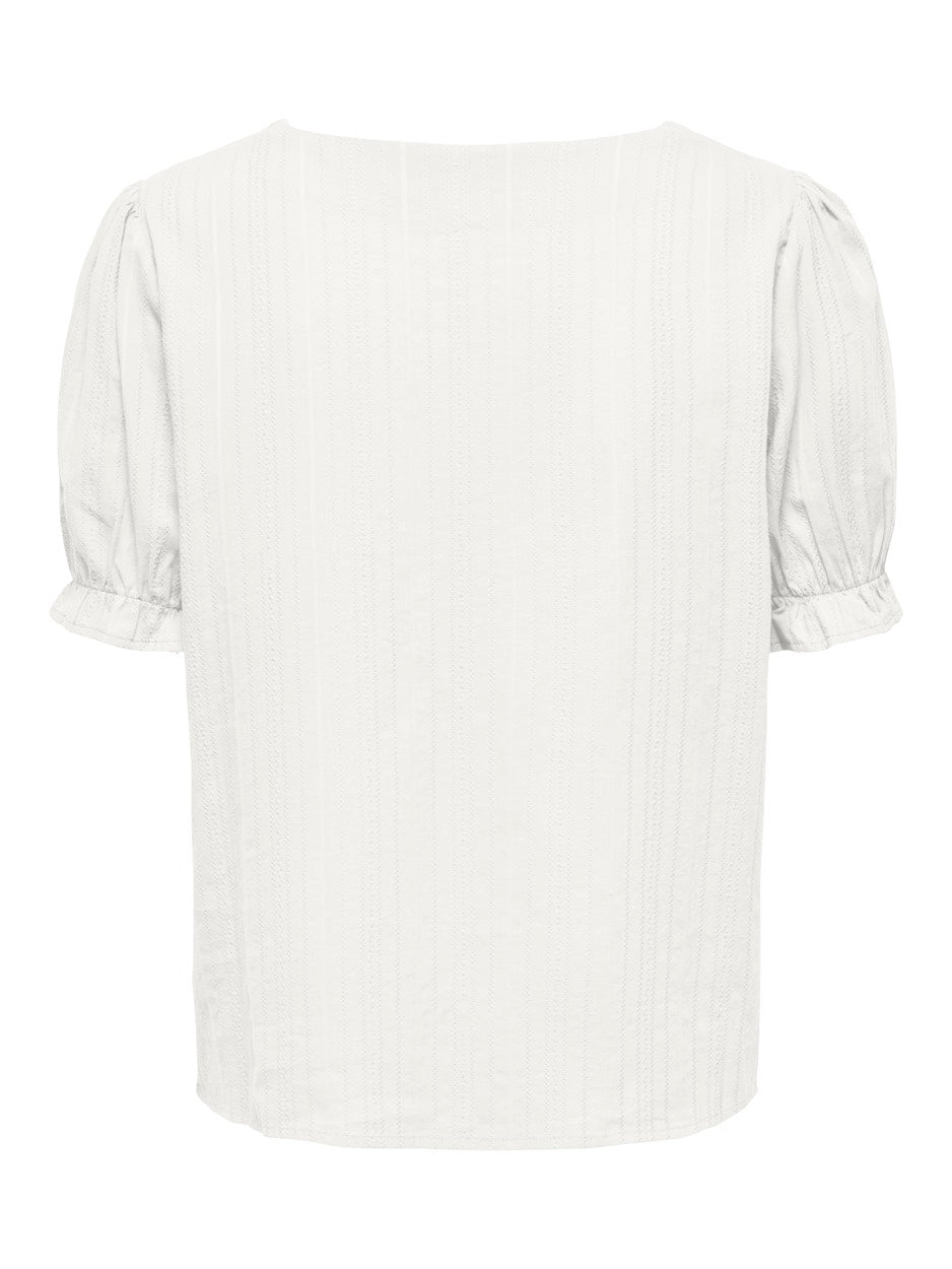 Onlerika Ss V-neck Top Wvn Cs - Off-white