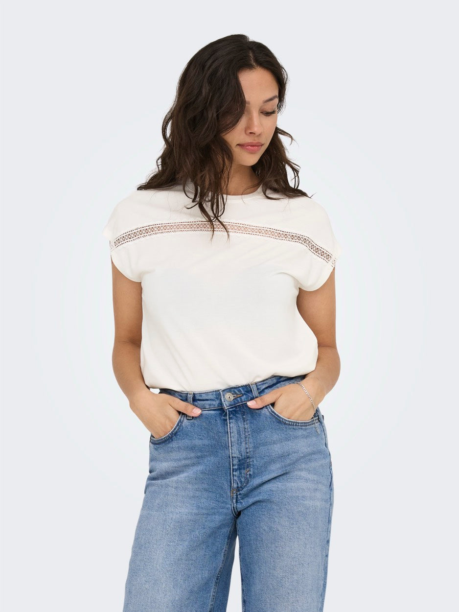 Onlfree Life Batsleeve O-neck Mix Topjrs - Off-white