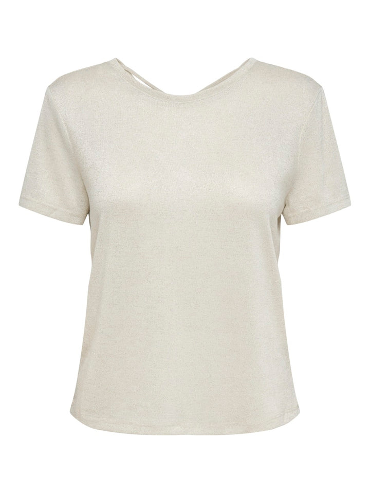 Onlamber Life S/s Glitter Top Jrs - Beige
