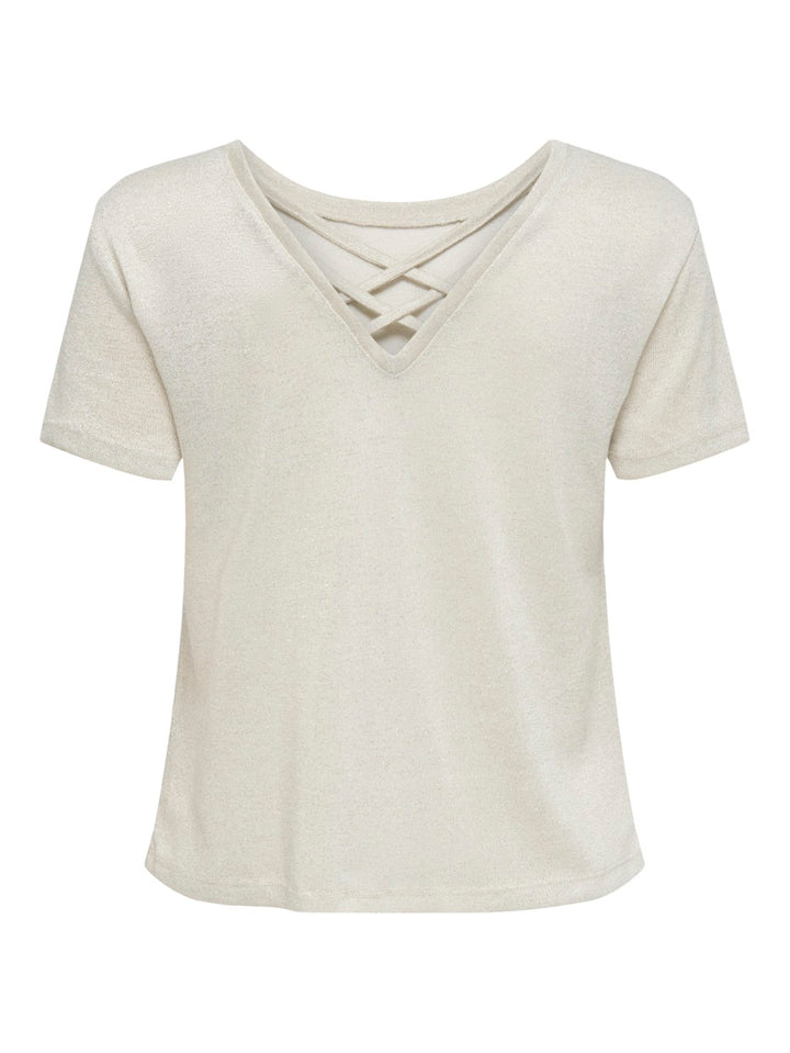 Onlamber Life S/s Glitter Top Jrs - Beige