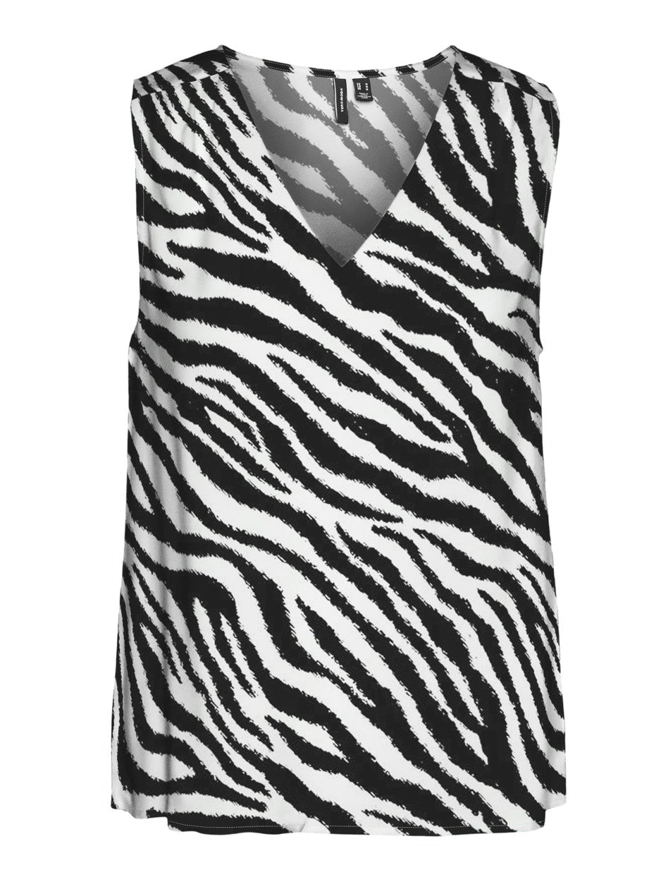 Vmeasy Joy S/l V-neck Top Wvn Ga - Ecru Dessin