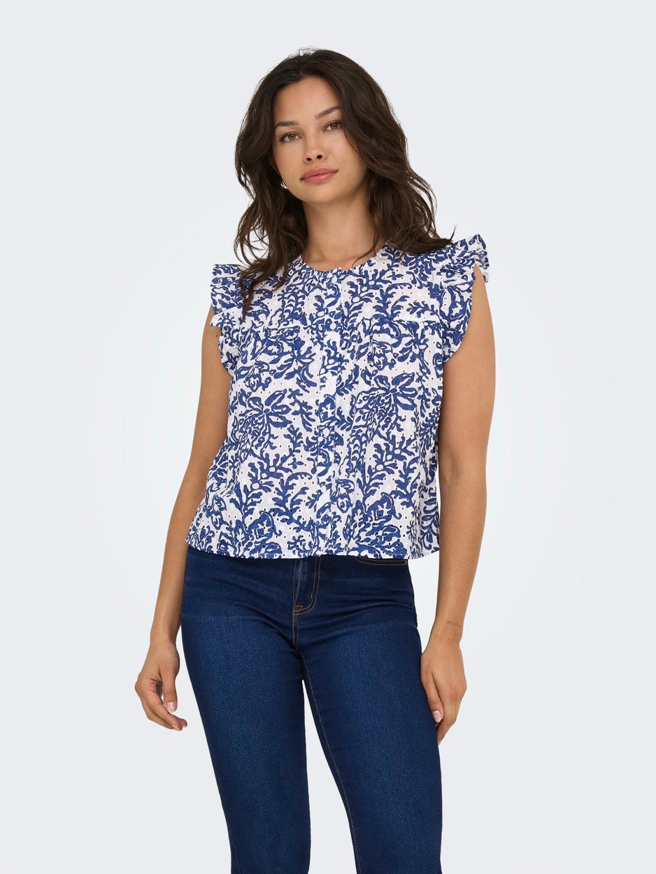 Onlamanda Chanee Cap Emb Top Wvn - Wit Dessin