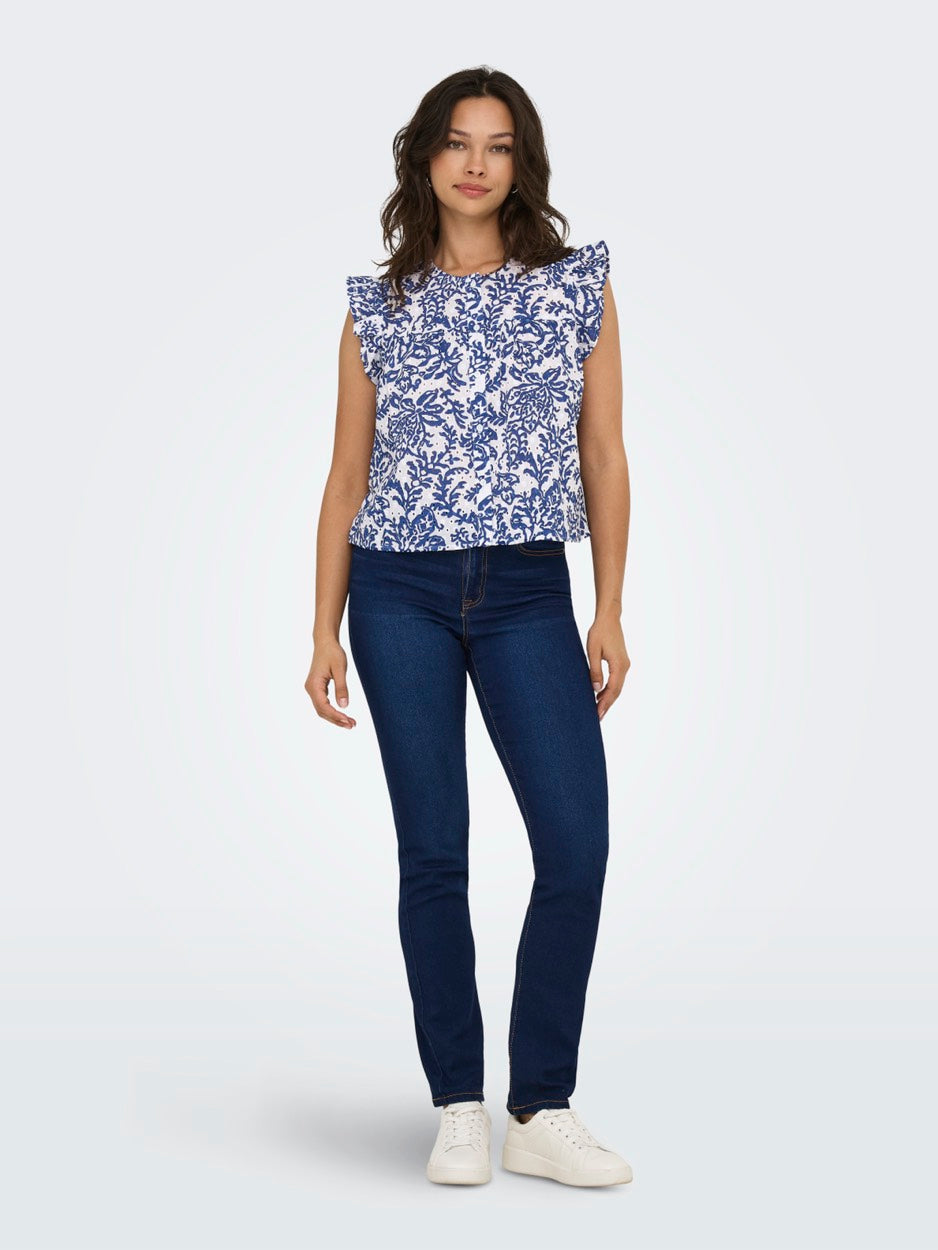 Onlamanda Chanee Cap Emb Top Wvn - Wit Dessin