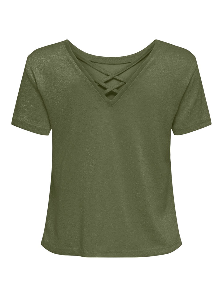 Onlamber Life S/s Glitter Top Jrs - Groen