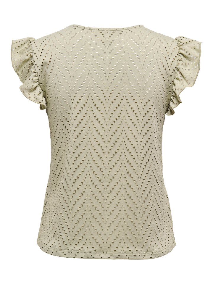 Onlsmilla S/l V-neck Frill Top Jrs - Olijf