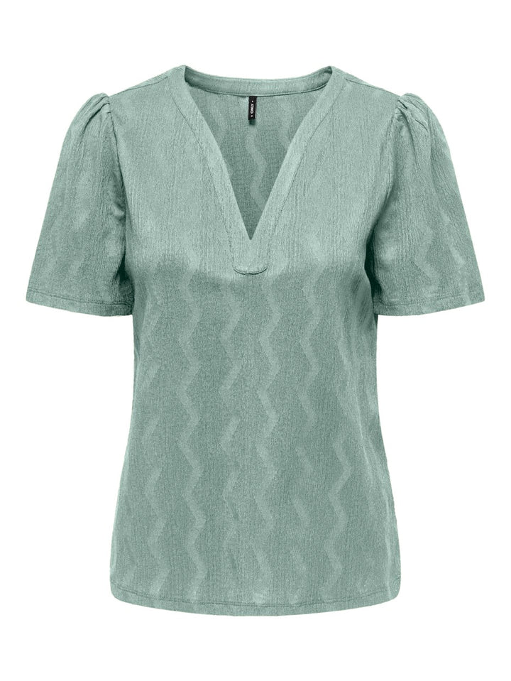 Onldia S/s V-neck Pleat Top Cs Jrs - Olijf