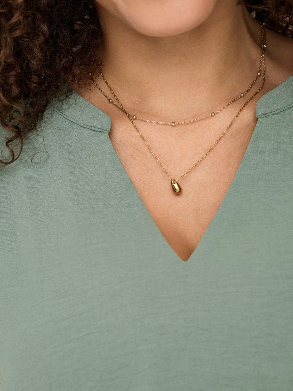 Jdylion Life S/s Top Wvn Noos - Olijf