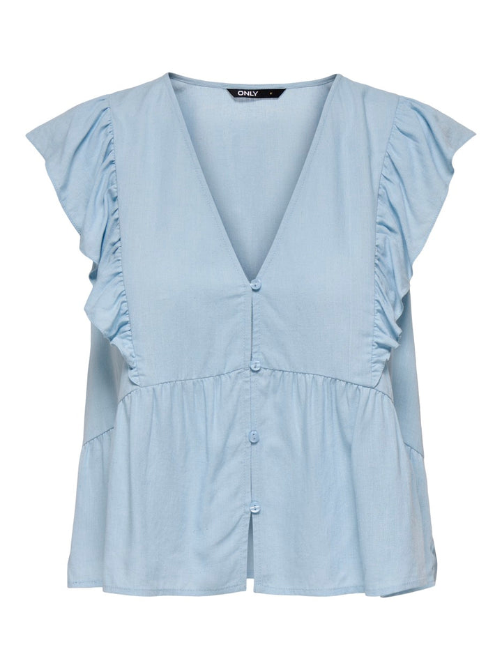 Onlrian Flonce S/s Top Wvn - Lichtblauw