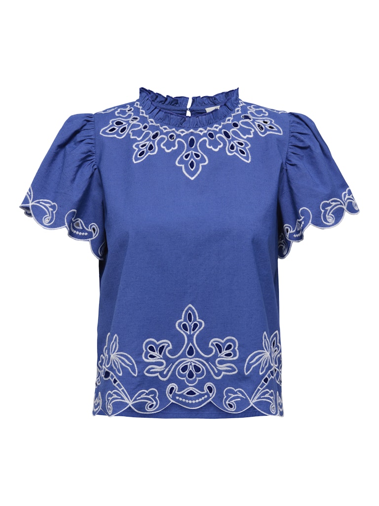 Jdyvera S/s Embroidery Top Wvn Exp - Kobalt