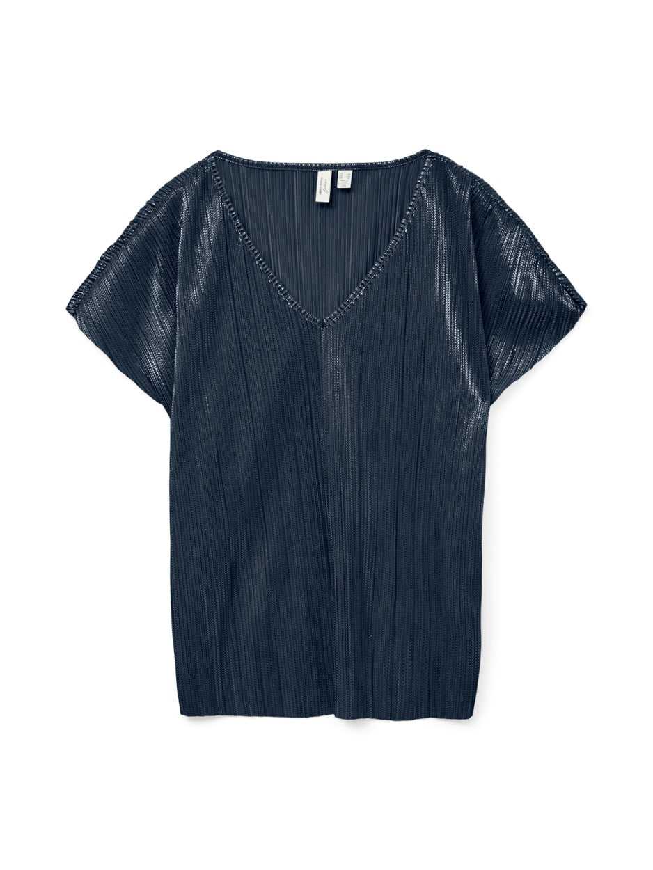 Vmduvi S/s V-neck Top Jrs Btq Ga Nl - Navy